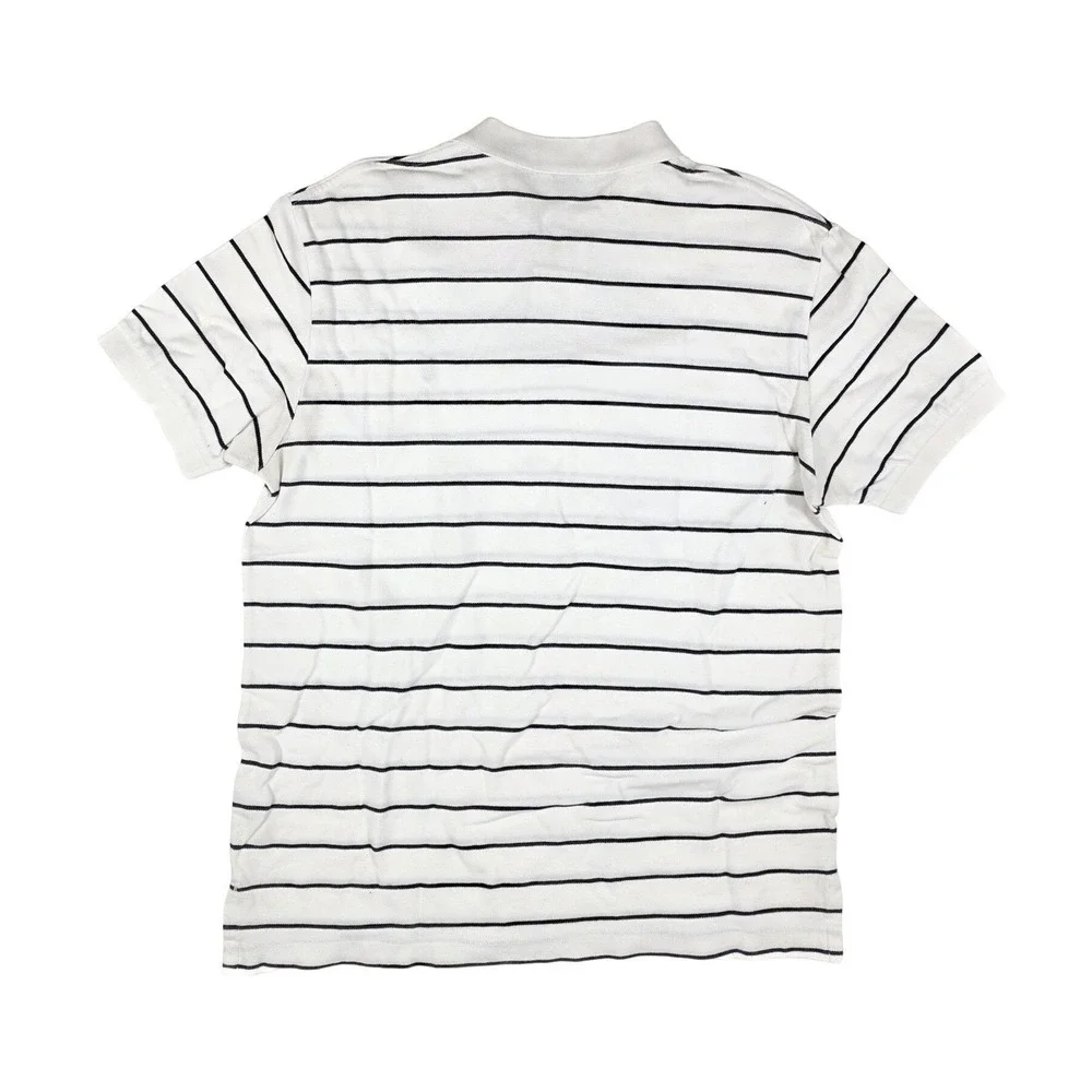 Polo Ralph Lauren White Black Pin Striped 1/4 Button S/Sleeve Polo Men's Size L